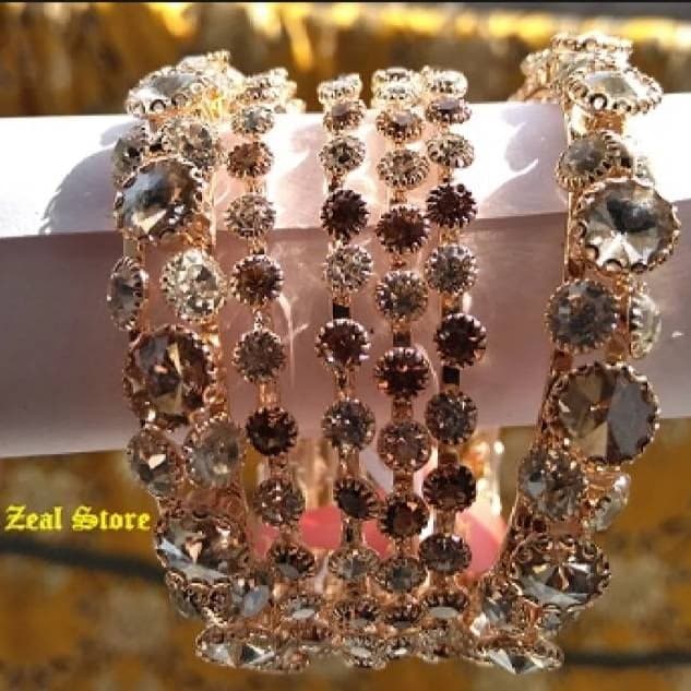 Fancy & Stylish Kara Set With Bangles (6pcs) Champagne Color