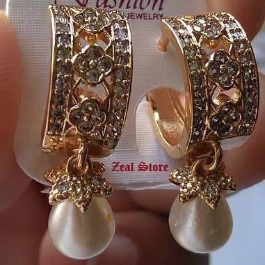 Golden Earring With Pearl For Girls