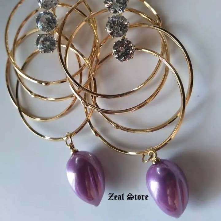 Stylish Drop Long Earring with Rhinestones and Circles