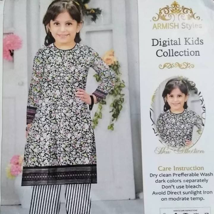 Digital Printed Lawn(Air Jet 90×70) 2Pcs Unstitch-Kids 2021