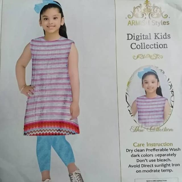 Digital Printed Lawn (Air Jet 90×70) 2Pcs Unstitch-Kids 2021