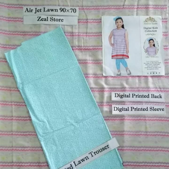Digital Printed Lawn (Air Jet 90×70) 2Pcs Unstitch-Kids 2021