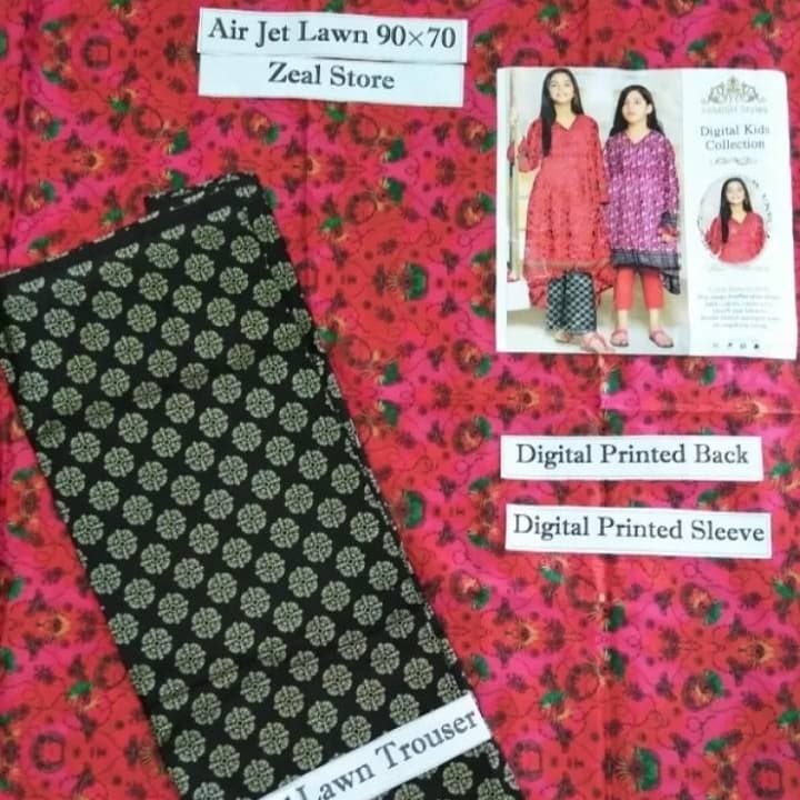 Digital Printed Lawn (Air Jet 90×70) 2Pcs Unstitch-Kids 2021