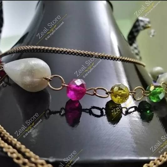 3 Layer Fancy Beads Mala with Earring-Multicolor