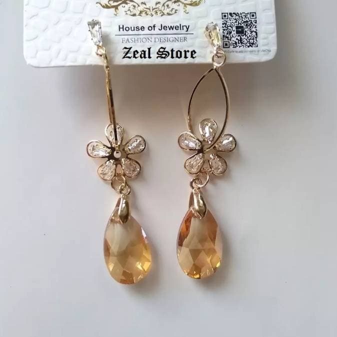 Stylish Drop Long Earring with Rhinestones