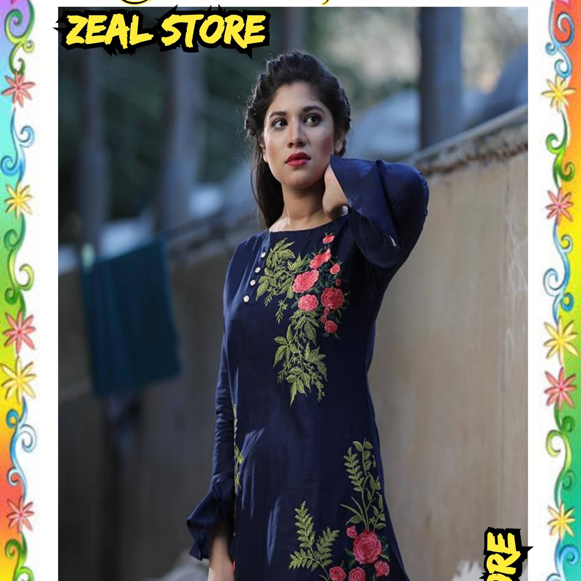 Heavy Embroidered Lawn Kurti-Stitch for girls
