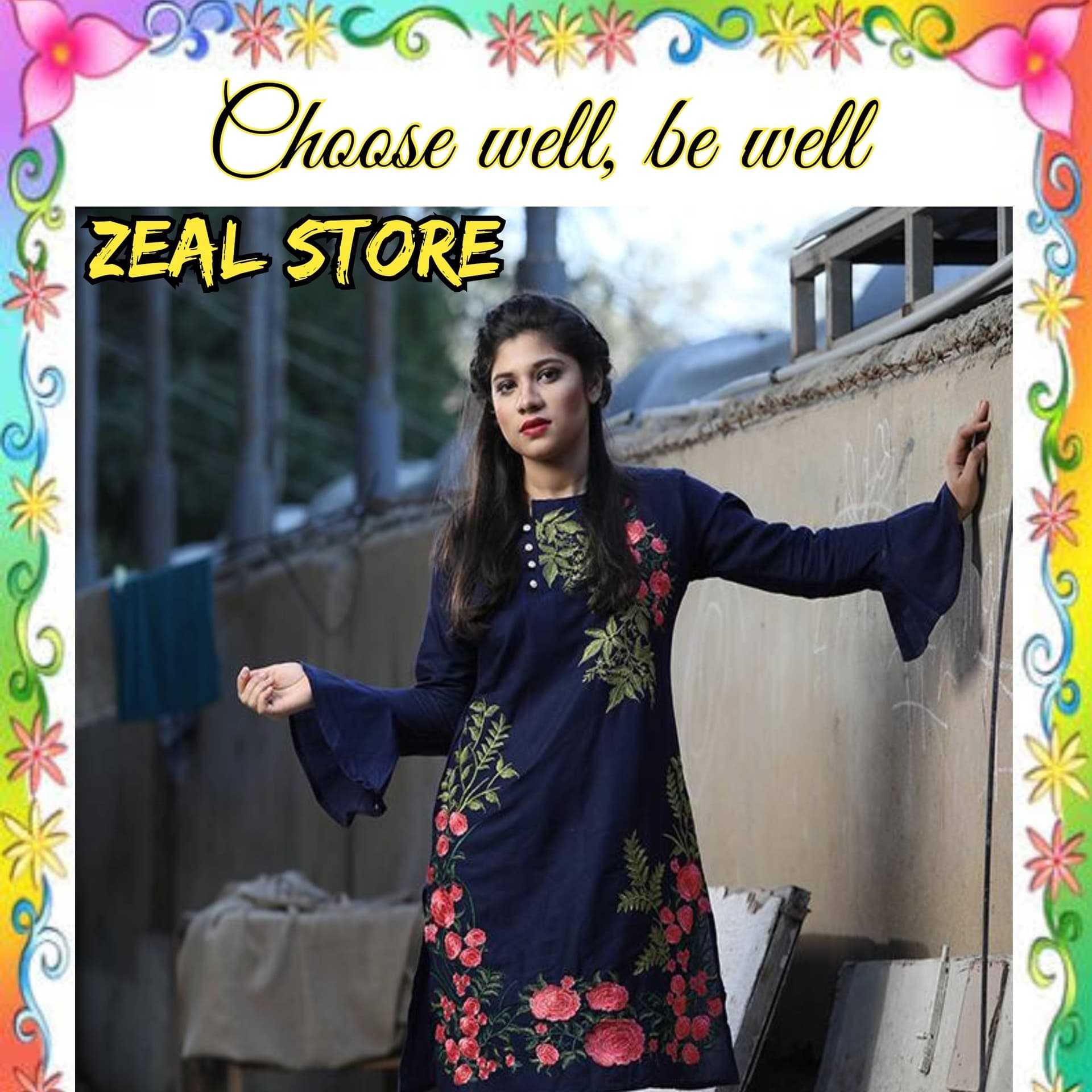 Heavy Embroidered Lawn Kurti-Stitch for girls