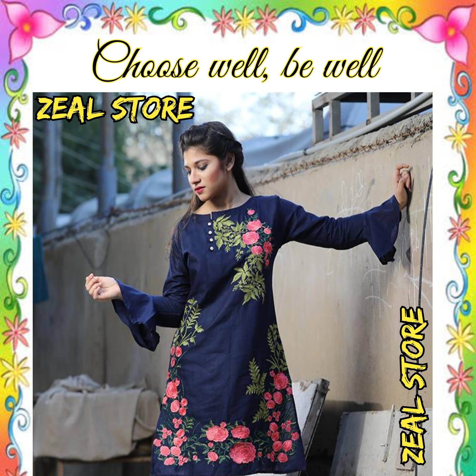 Heavy Embroidered Lawn Kurti-Stitch for girls