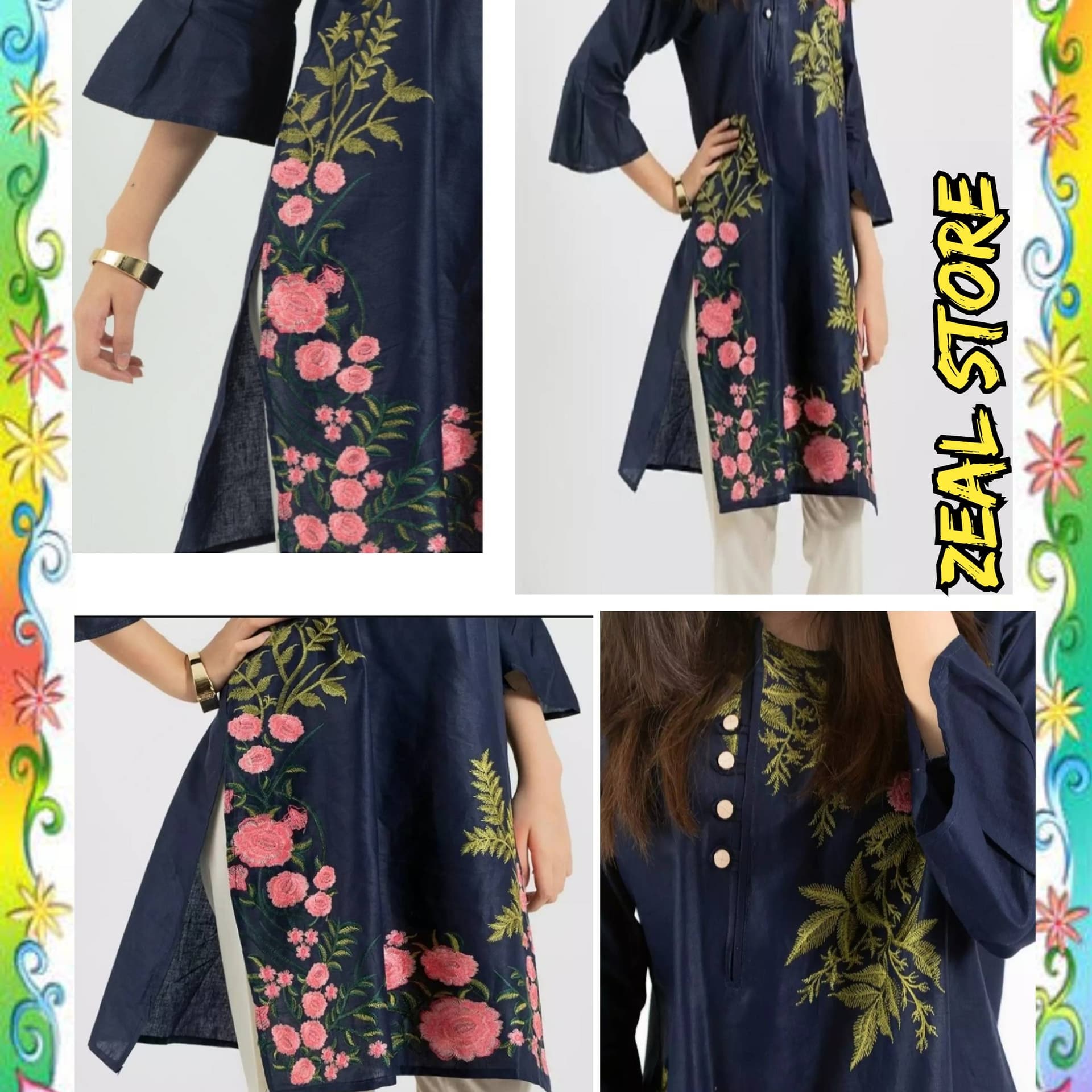 Heavy Embroidered Lawn Kurti-Stitch for girls