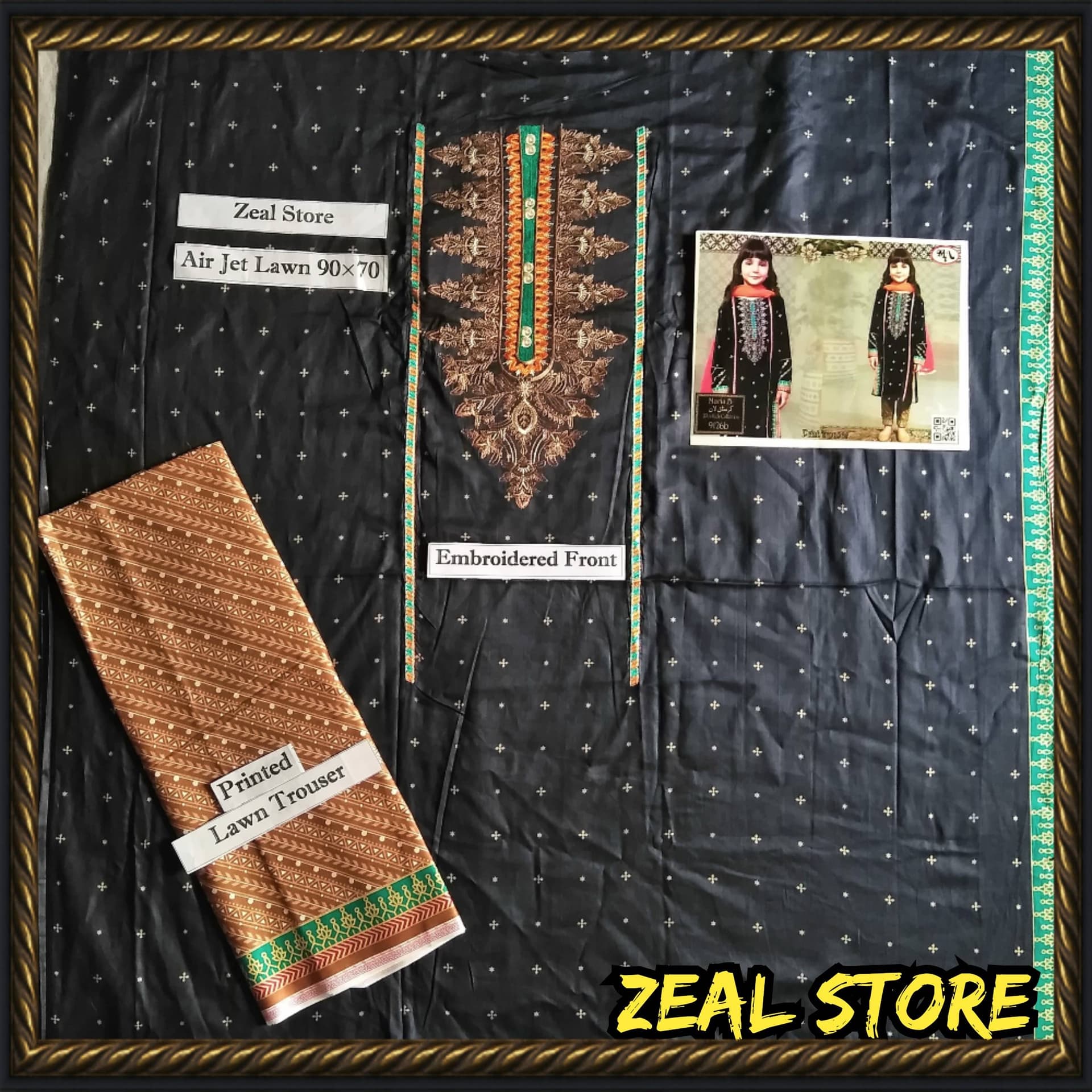 Embroidered Lawn(Air Jet Lawn 90×70)2Pcs Unstitch-Kids