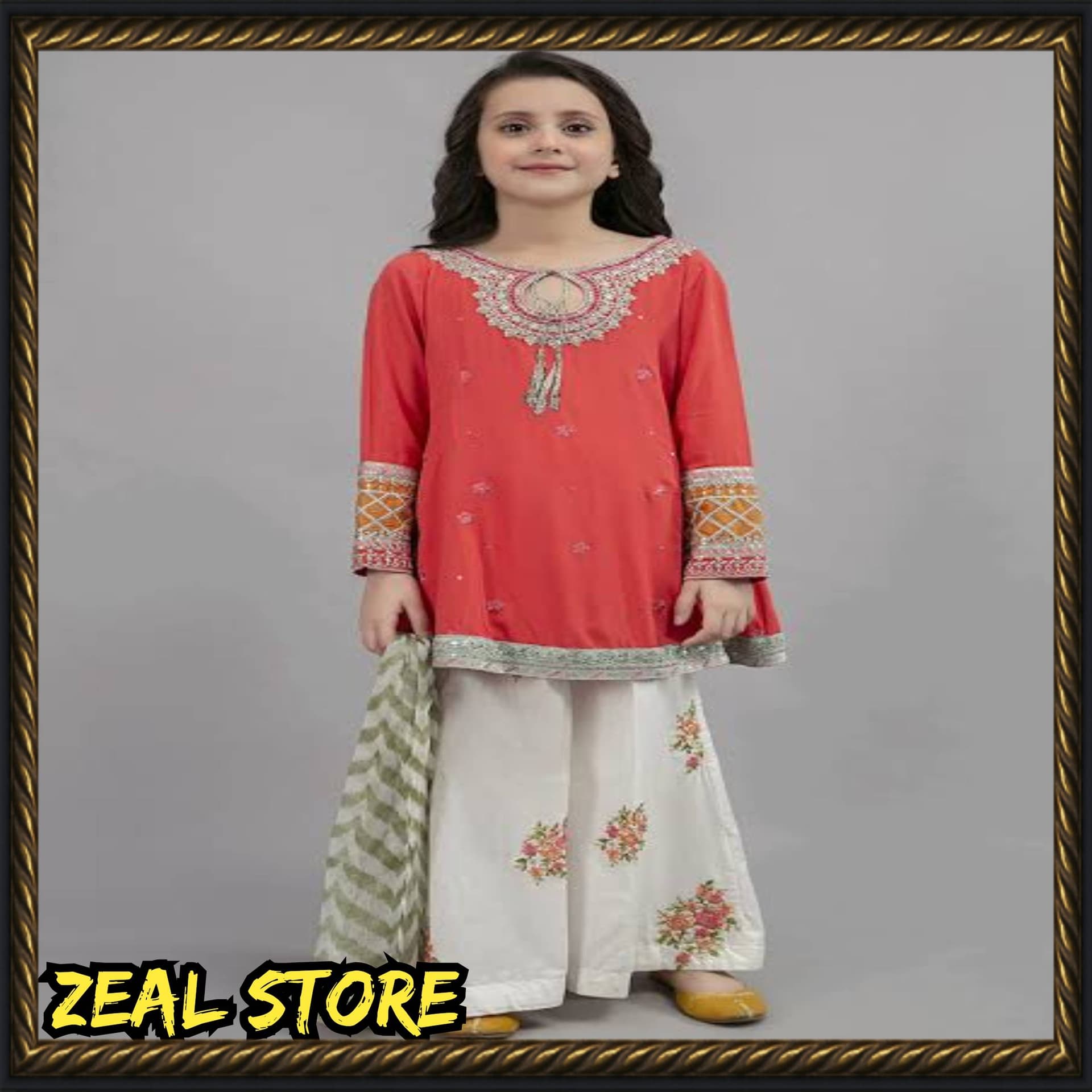 Embroidered Lawn(Air Jet Lawn 90×70) 2Pcs Unstitch-Kids