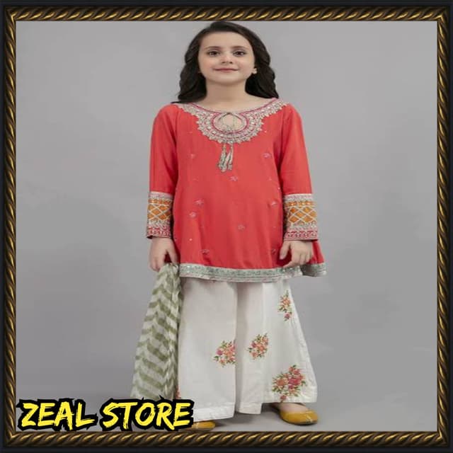 Embroidered Lawn(Air Jet Lawn 90×70) 2Pcs Unstitch-Kids