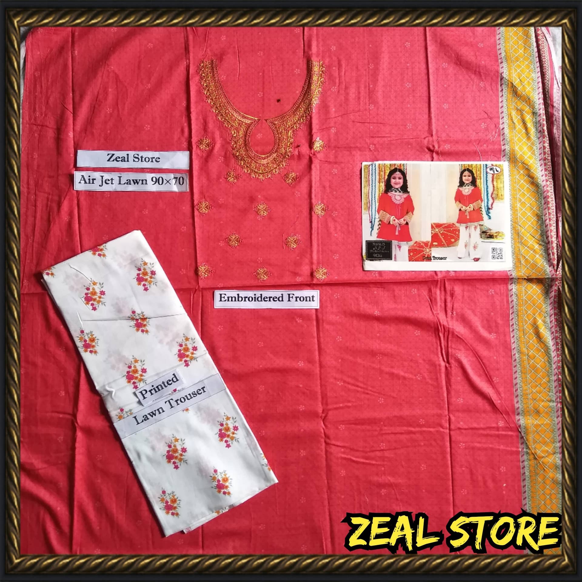 Embroidered Lawn(Air Jet Lawn 90×70) 2Pcs Unstitch-Kids