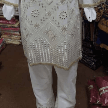 Fancy Net With Sequence Work Stitched Suit For Girls 3 Pcs