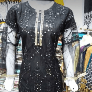 Fancy Net With Sequence Work Stitched Suit For Girls 3 Pcs