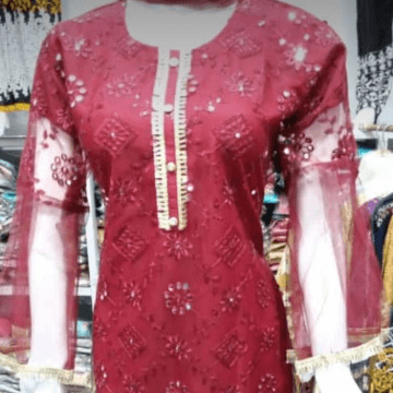 Fancy Net With Sequence Work Stitched Suit For Girls 3 Pcs
